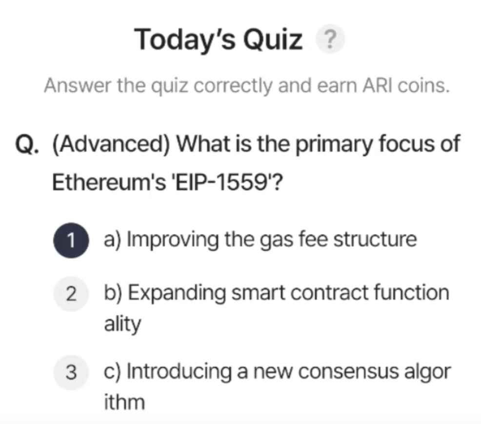 ARI Wallet Today Quiz
