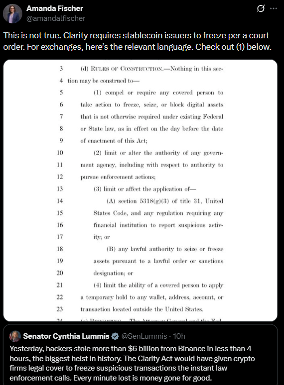 Trump and Senators on CLARITY Act After Binance Hack