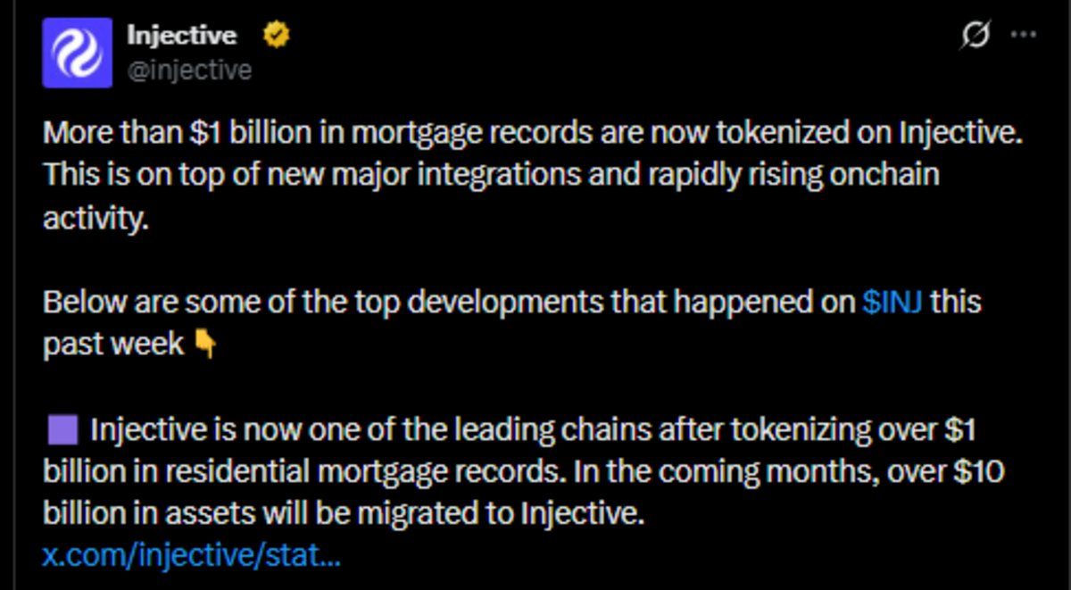 Official Injective X post showing update