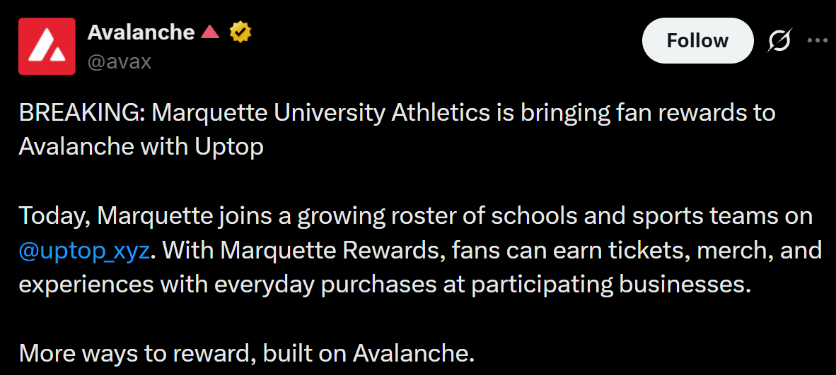 The Avalanche post on X