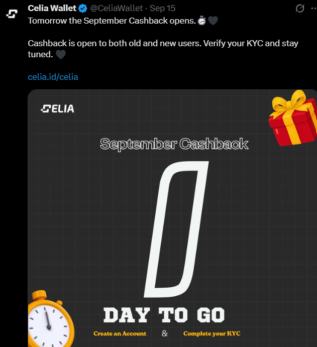 Celia Wallet September Cashback Celia Wallet September Cashback