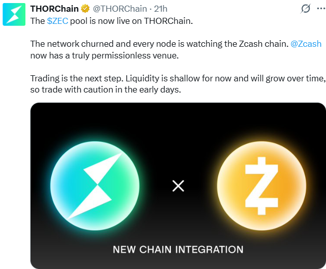 ZEC News Today THORChain Pool: Zcash Gets a New Trading Venue