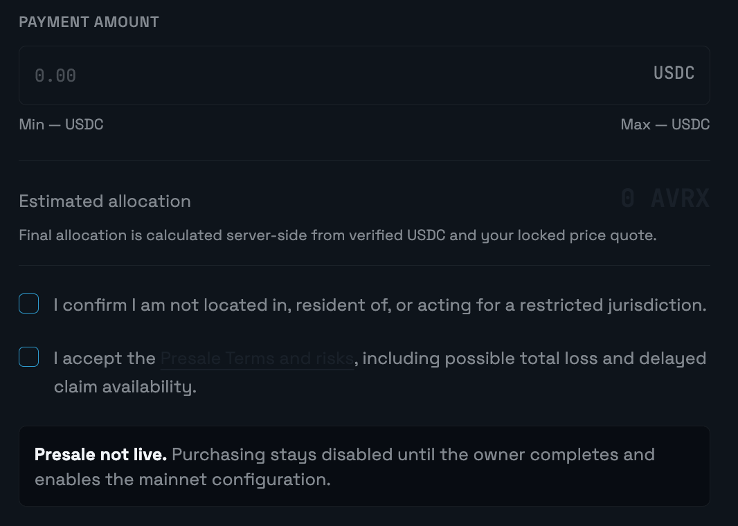 Presale is not live