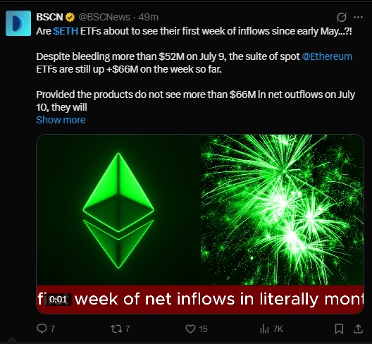 ETH ETF INFLOW SINCE EARLY MAY ETH ETF INFLOW SINCE EARLY MAY