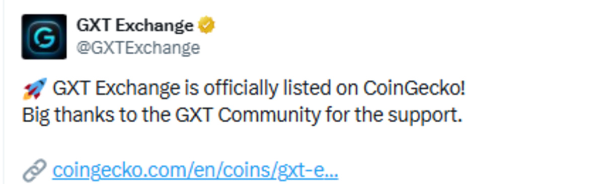 GXT Exchange listing update official X Post