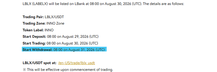  LabelX listing on LBank Exchange
