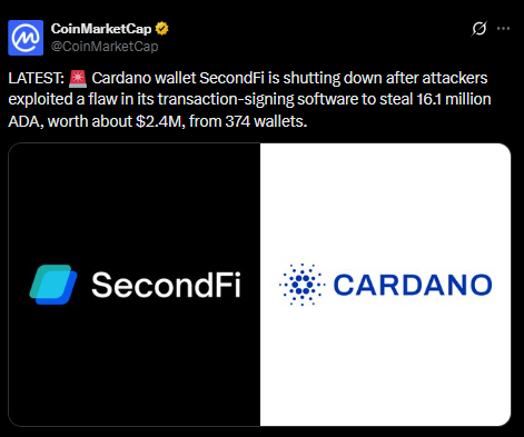 Cardino Hacked Tweet by CoinMarketCap