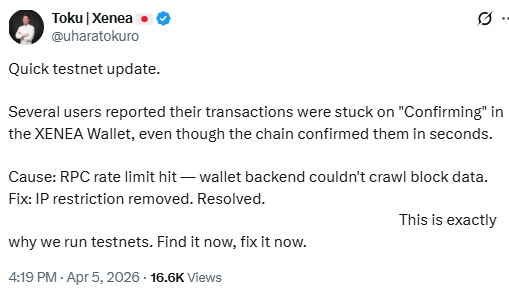 Xenea public testnet