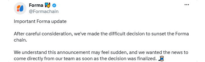 Forma Chain Shutdown