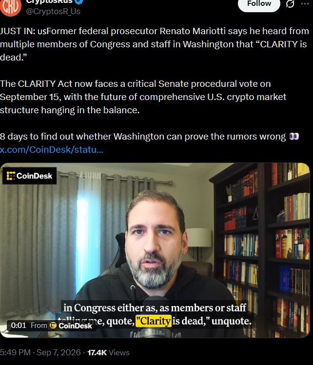 CLARITY Act  Dead Claims Surface in Washington