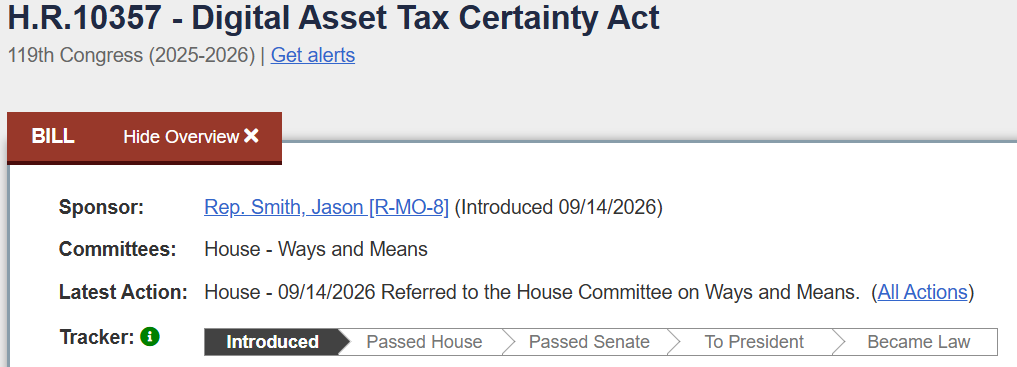 The Digital Asset Tax Certainty Act