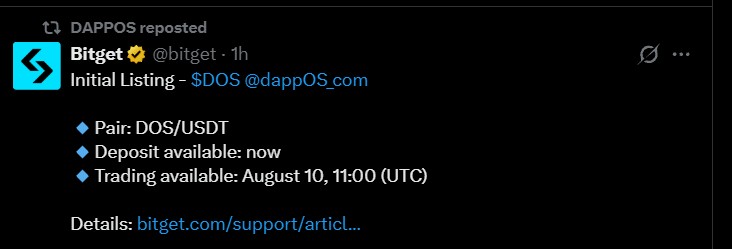 Bitget Listing DAPPOS Token Bitget Listing DAPPOS Token