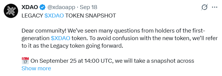 XDAO Snapshot done XDAO Snapshot done