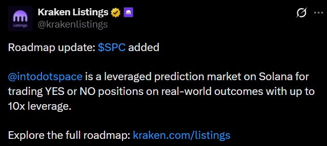 Space SPC listing on Kraken