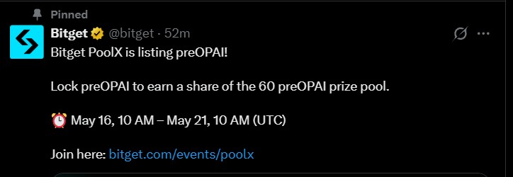 Bitget PoolX listing PreOPAI