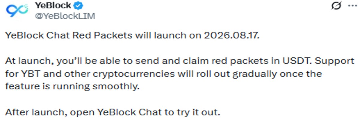 Official YeBlock X post screenshot showing details