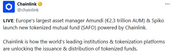 Amundi Launch Tokenized Fund on Chainlink