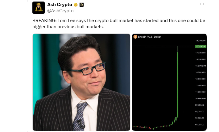 Tom Lee Says the Crypto Bull Run Started Tom Lee Says the Crypto Bull Run Started