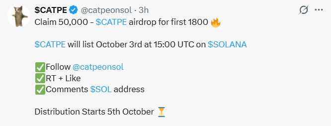 catpe official update on x