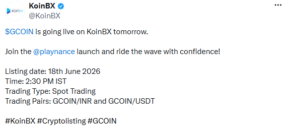 GCOIN Listing on KoinBX 