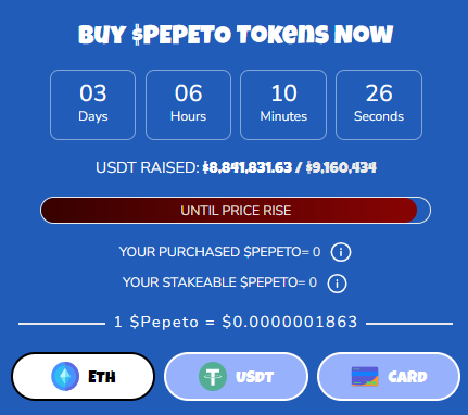 3days left Listing pepeto Tokens