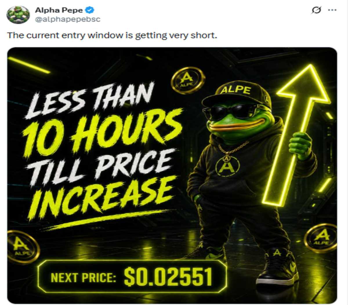 Official AlphaPepe X Post showing presale update