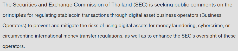 Thailand SEC stablecoin rules Thailand SEC stablecoin rules