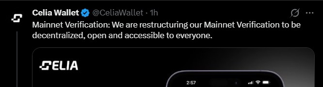 Celia Mainnet Verification update Celia Mainnet Verification update