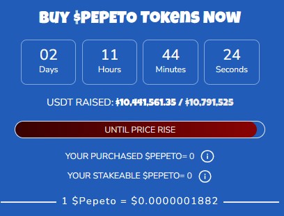 pepeto token presale live countdown