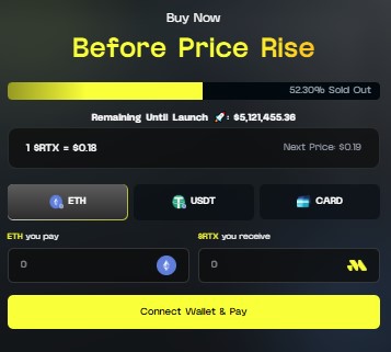 Remittix RTX presale progress dashboard