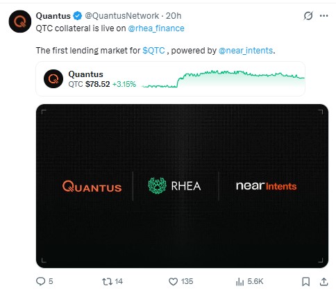 Rhea Finance now accepts QTC