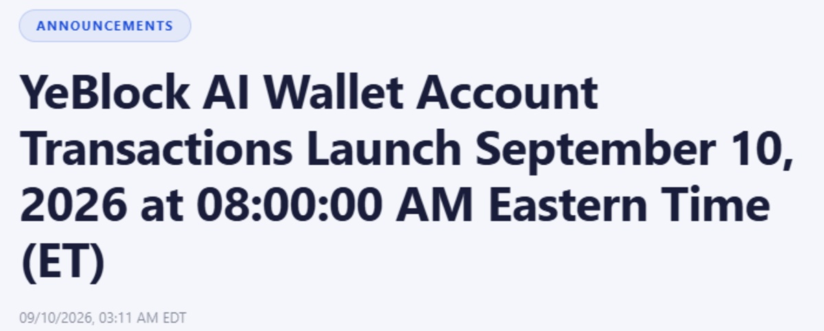 YeBlock official announcement screenshot