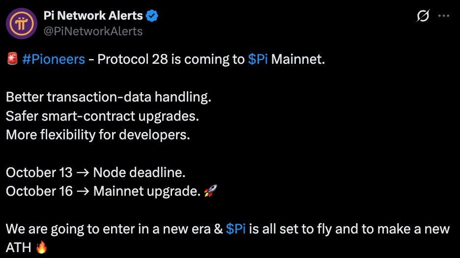Pi Network Alert official tweet