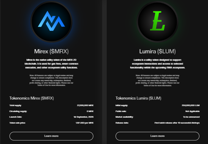 Official Mirex Network tokenomics page Official Mirex Network tokenomics page