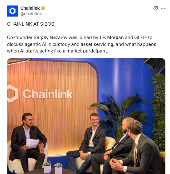 Co-founder Sergey Nazarov was joined by J.P. Morgan