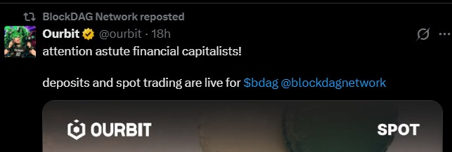 BDAG Spot Trading Goes Live on Ourbit BDAG Spot Trading Goes Live on Ourbit