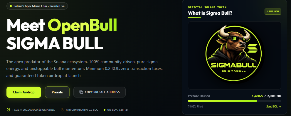 Sigma bull presale live dashboard 