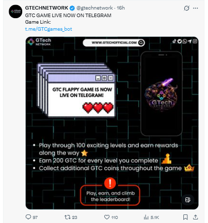 Gtec Network launched a telegram game 