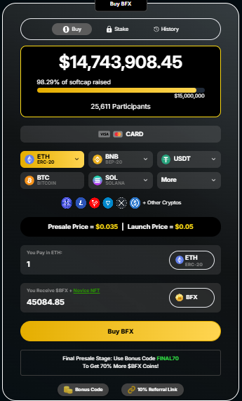 BlockchainFx Presale data