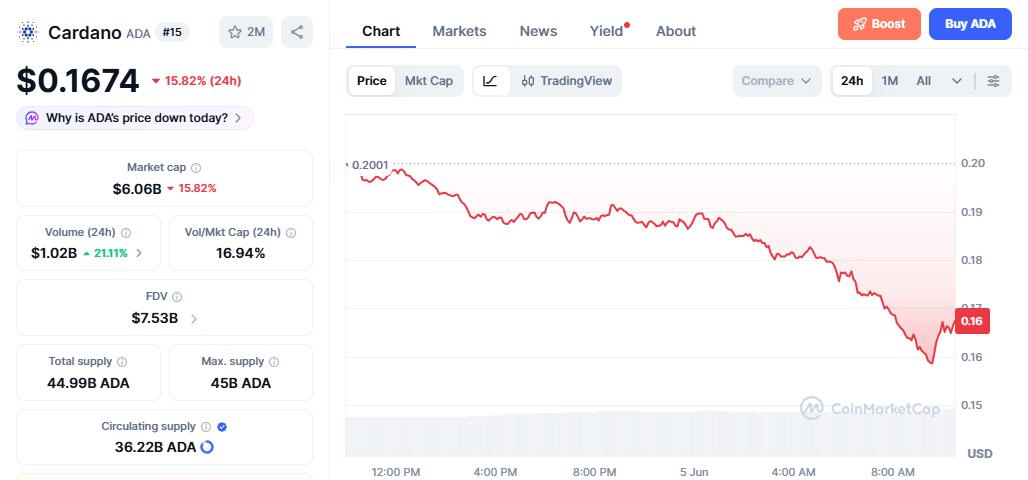 ADA/USD price chart today