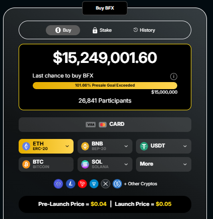 blockchainfx presale dashboard