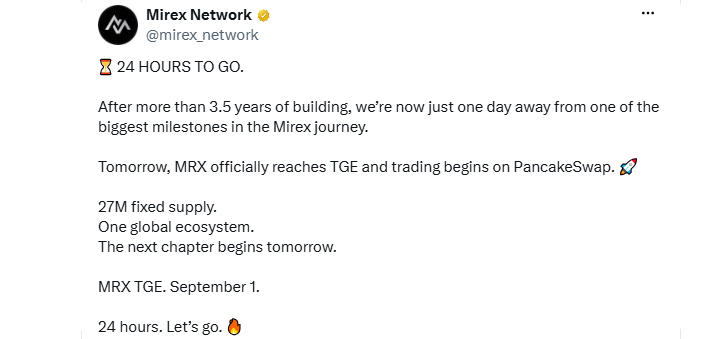Mirex Network Launch Today