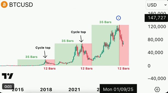  a repeating 4 year Bitcoin cycle chart