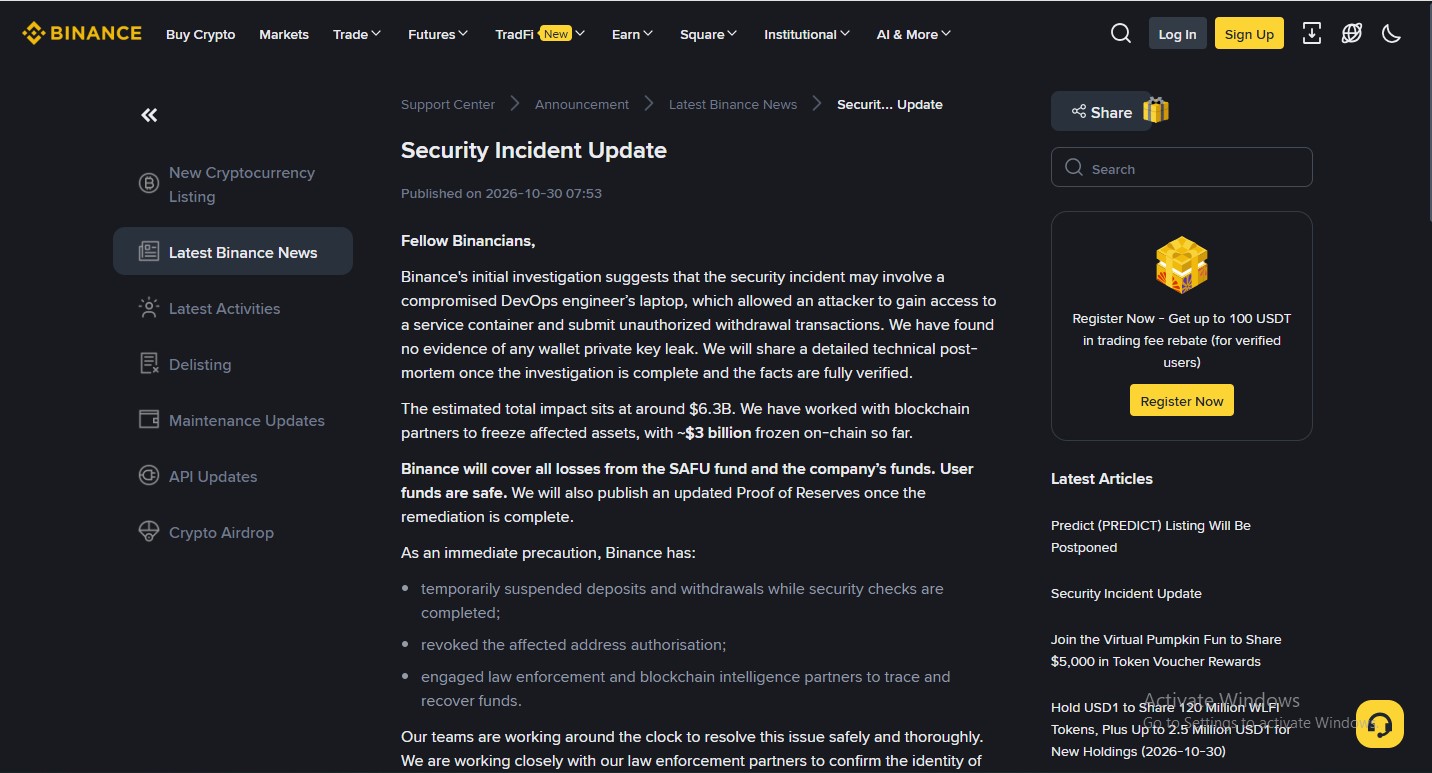 Binance Official Update Binance Official Update