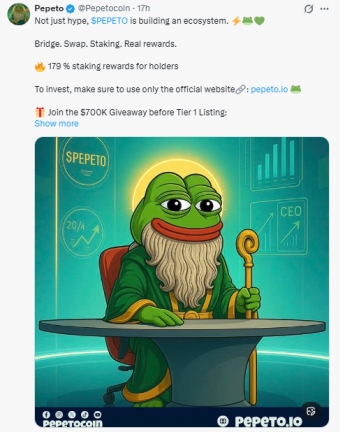 pepeto official tweet on x