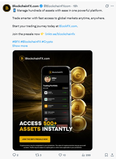 BlockchainFx access 500+ Assets Instantly tweet