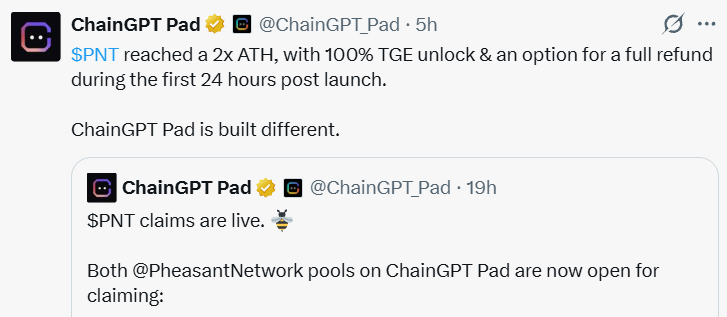 PNT token claim details