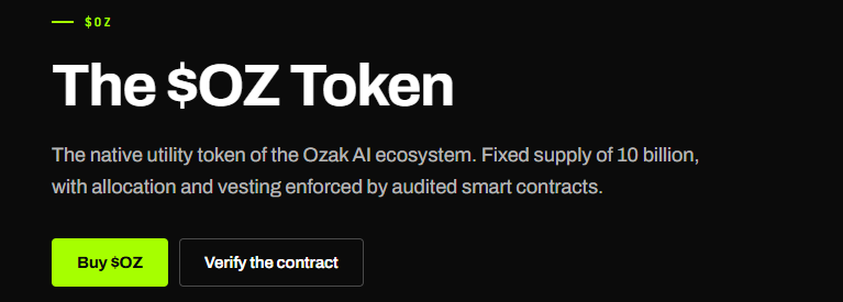 OZ Token Utility OZ Token Utility