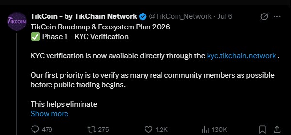 TikCoin Network Listing Date and Price Details