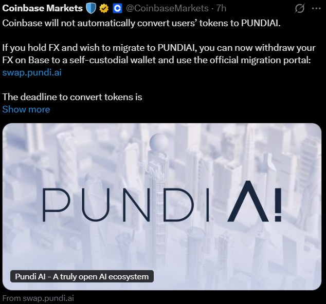 Coinbase Coverts FX to PUNDIAI Coinbase Coverts FX to PUNDIAI